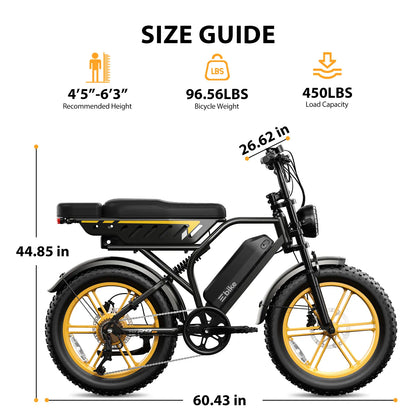 TST® R9 Dual-Battery 1500W Long-Range Full-Suspension Moped Style Electric Bike (2026 Model)