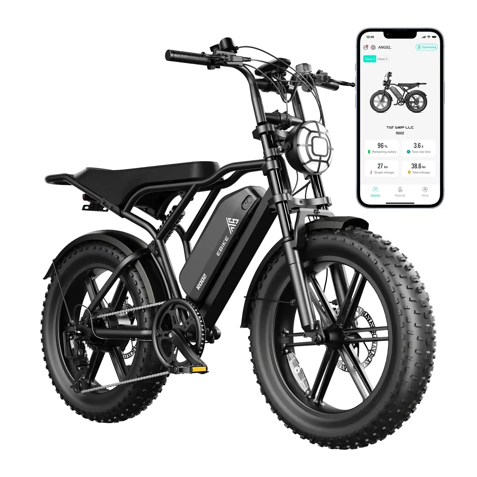 TST® R002 20'' 1500W Full Suspension Moped-style Electric Bike APP
