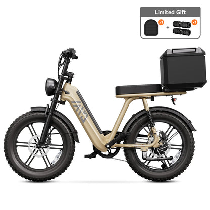 TST® R7 Moped Style 1500W Full Suspension Electric Cargo Bike | 2026 New Model