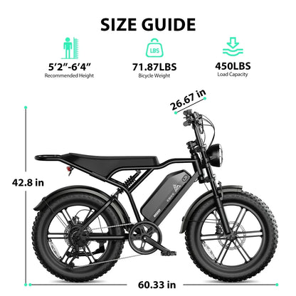TST® R002 20'' 1500W Full Suspension Moped-style Electric Bike