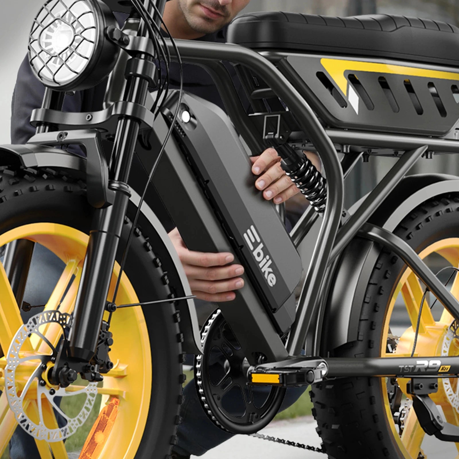 TST® R9 Dual-Akku 250W Langstrecken-Vollfederungs-Elektrofahrrad im Moped-Stil (Modell 2026)